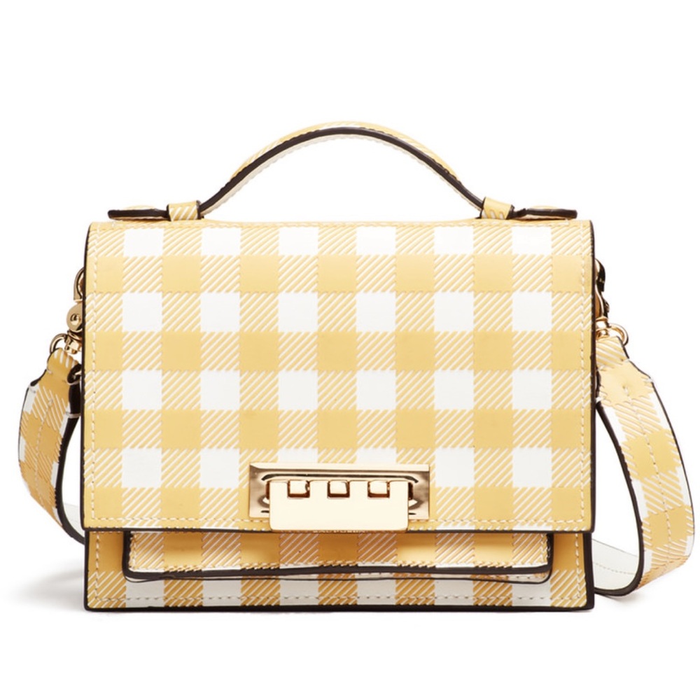 Zac Posen Yellow Accordian Gingham Mini Crossbody